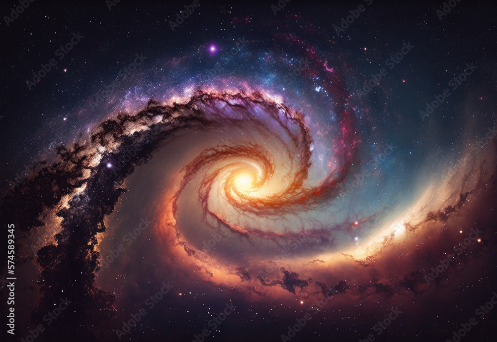 spiral galaxy in space created with Generative AI technology
