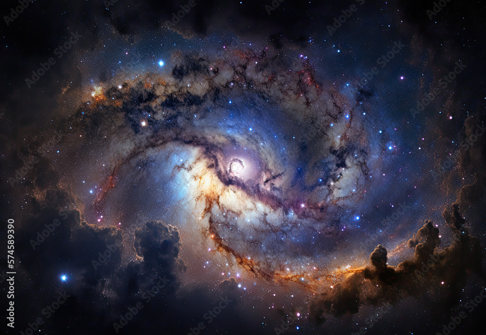 spiral galaxy in space created with Generative AI technology