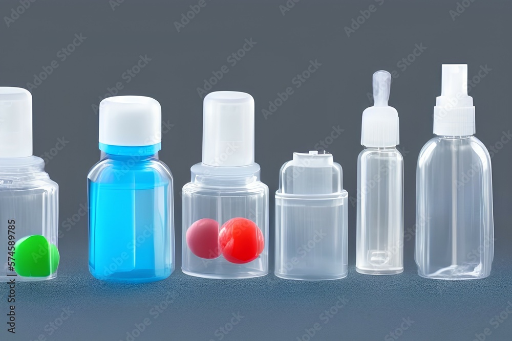 A photo of a transparent dispenser pump bottle and small washing capsules, cosmetic industry, product shot, concept imagery, long shot photorealistic, no background - generative ai A photo of a transparent dispenser pump bottle and small washing capsules, cosmetic industry, product shot, concept imagery, long shot photorealistic, no background - generative ai