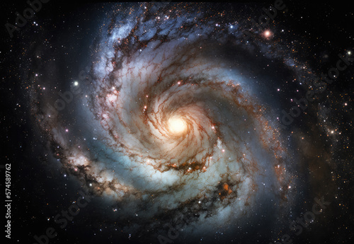 spiral galaxy in space created with Generative AI technology