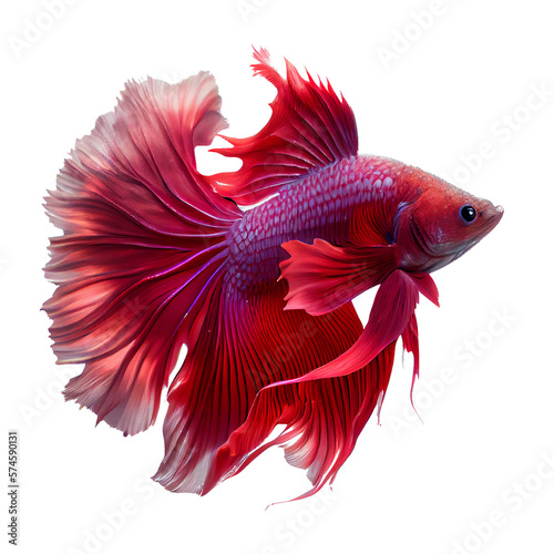 beautiful red betta fish on transparent background generative AI