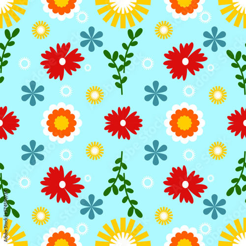 colorful abstract seamless patterns with flowers. Hand drawn vector illustrations. Every pattern is isolated
