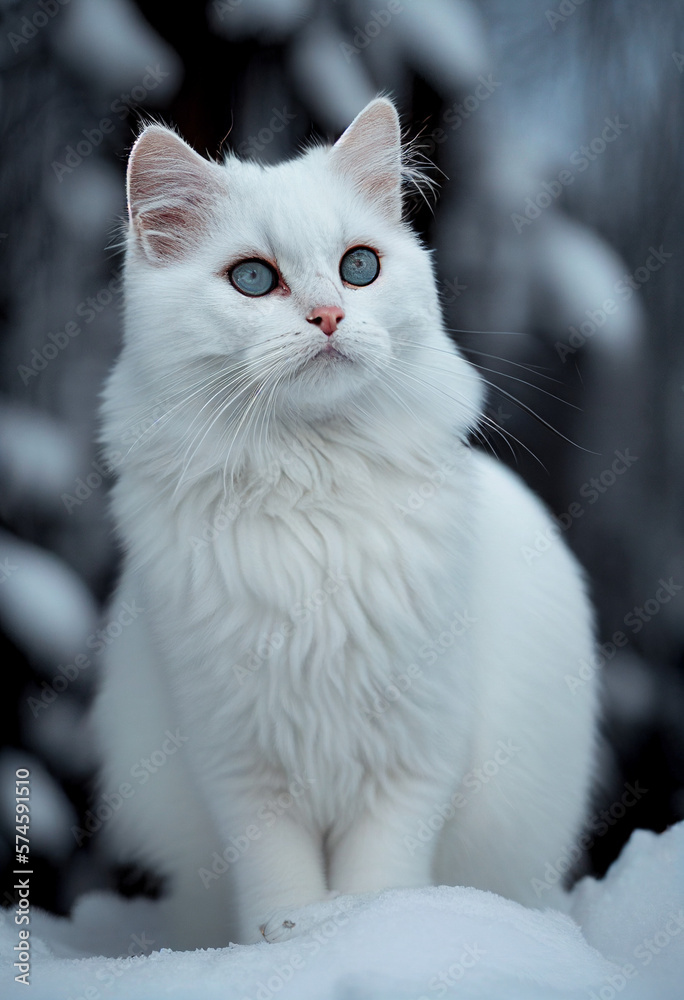 cat on the snow, Generative AI