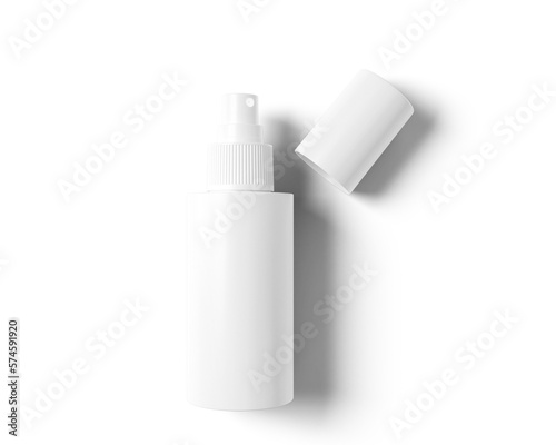 Blank  Plastic Cosmetic Spray Bottle packaging isolated on transparent background, prepared for mockup, 3D render.