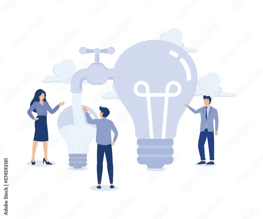 learning new skills concept, business people transfer idea to new lightbulb.modern flat vector illustration learning new skills concept, business people transfer idea to new lightbulb.modern flat vector illustration