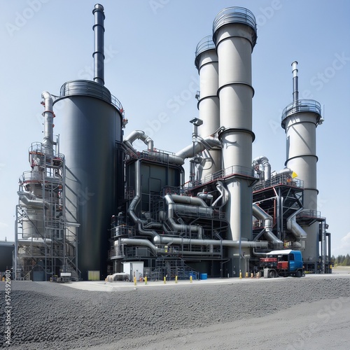 modern asphalt plant, production of road mix, concrete, generated in AI