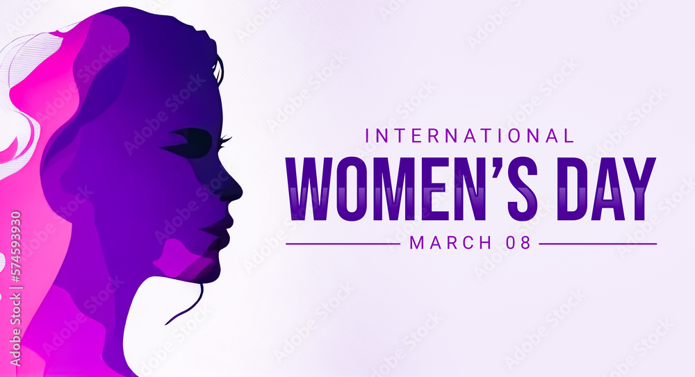 International Womens Day generative ai banner design with typography and gradient colors. Generative ai