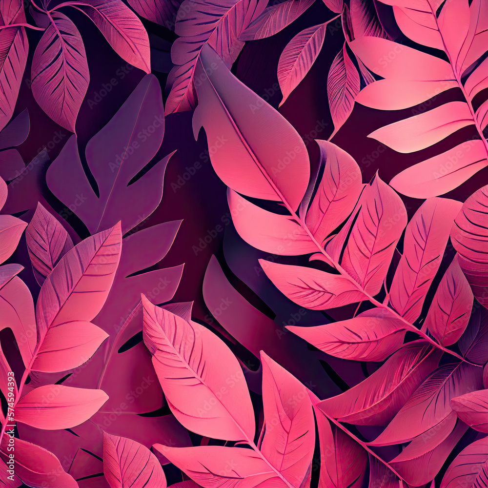 A seamless pattern of pink leaves, conveying a sense of beauty and nature A seamless pattern of pink leaves, conveying a sense of beauty and nature