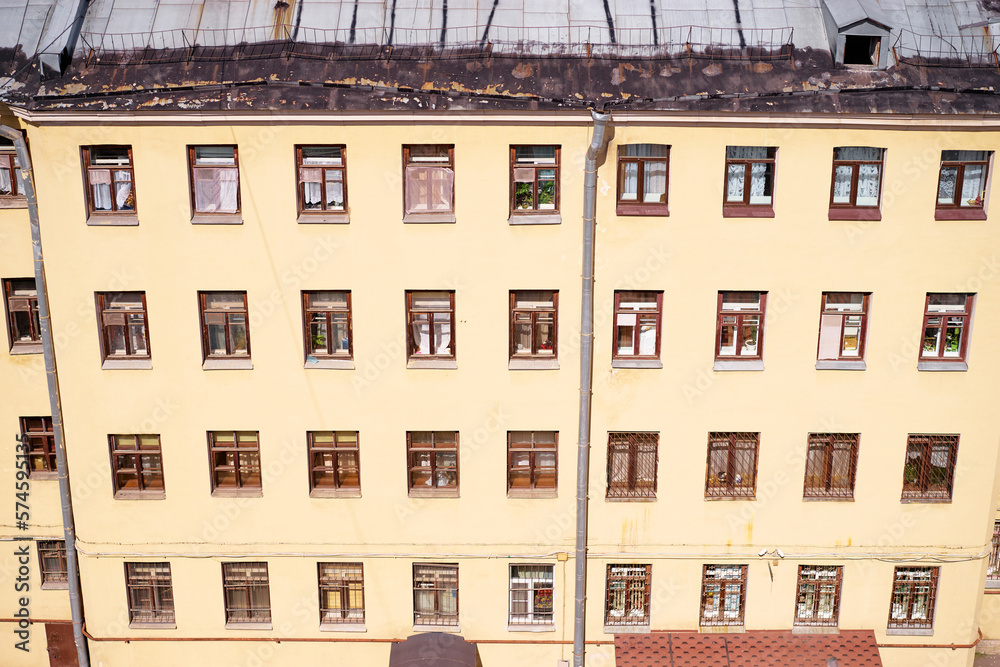 Urban view. Facade of condominiun building. Block of flats.