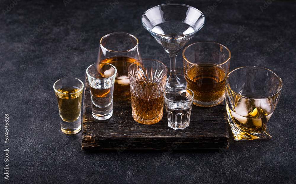 Assortment of various strong alcohol drinks Assortment of various strong alcohol drinks