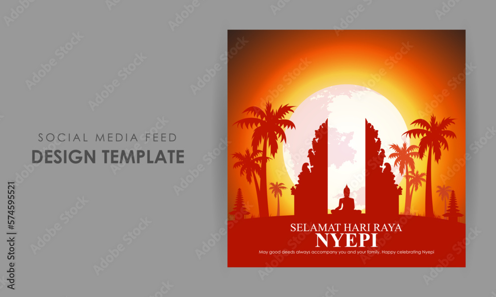 Vector illustration of Selamat Hari Raya Nyepi social media story feed