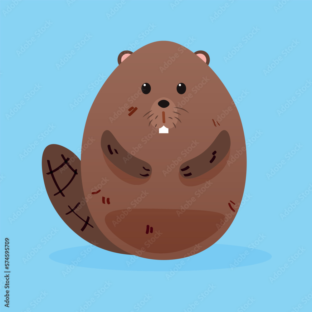 Cute Easter beaver on light blue background Cute Easter beaver on light blue background