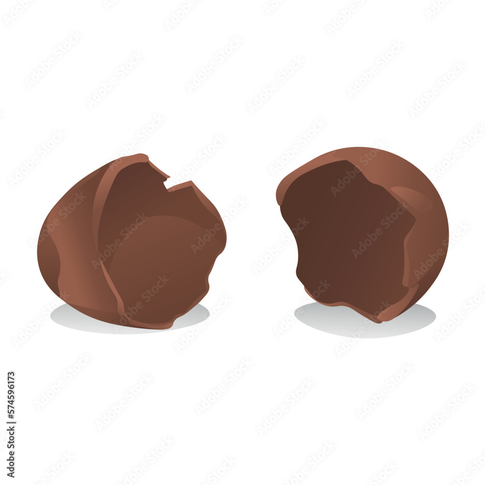 Obraz premium Broken chocolate Easter egg on white background