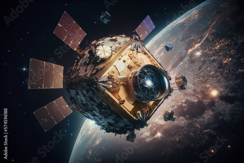 satellite orbiting the earth  representing the concept of communication and technology