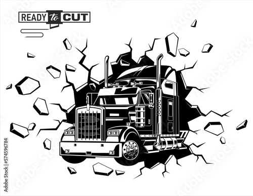 Wallpaper Mural Classic american semi truck
