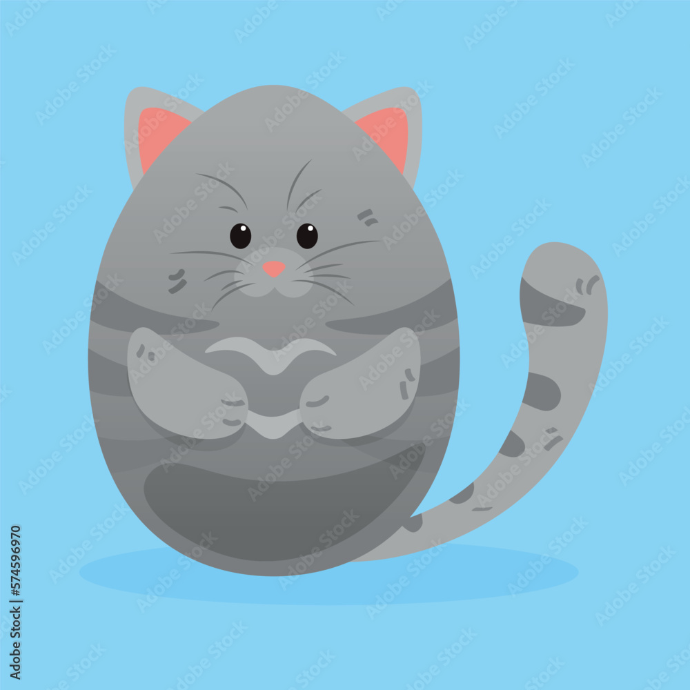 Fototapeta premium Cute Easter cat on light blue background