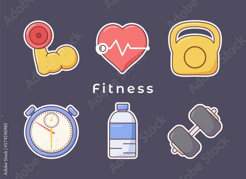 fitness stickers icon vector collection