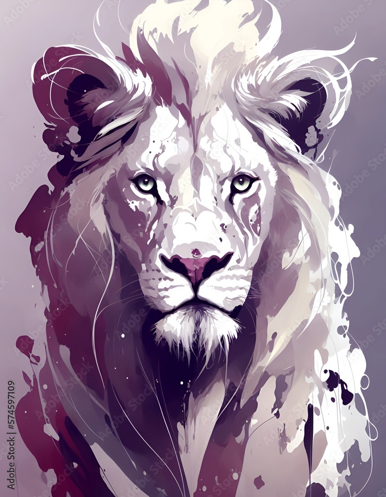 Abstract art of White Lion, AI Generated

