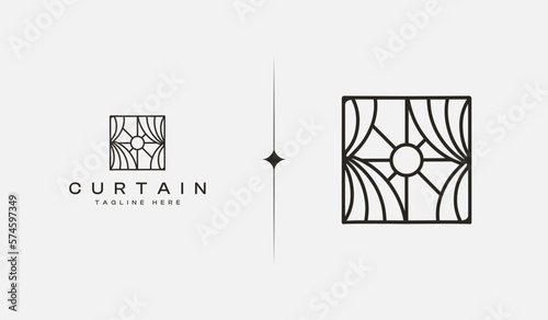Curtain monoline. Universal creative premium symbol. Vector sign icon logo template. Vector illustration