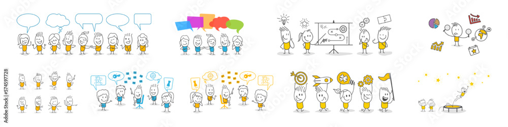 Stick figures. Office people. Hand drawn doodle line art cartoon design character. Stick figures. Office people. Hand drawn doodle line art cartoon design character.