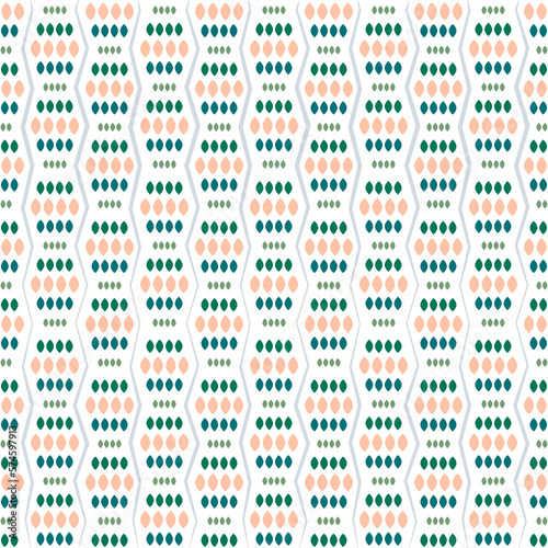 Abstract seamless pattern in green  blue  cyan and beige colors. Vector vertical zigzag simple background.