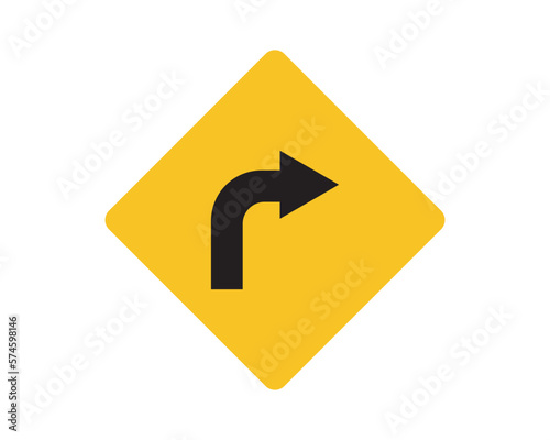 Turn right traffic sign. Right turn sign vector design.