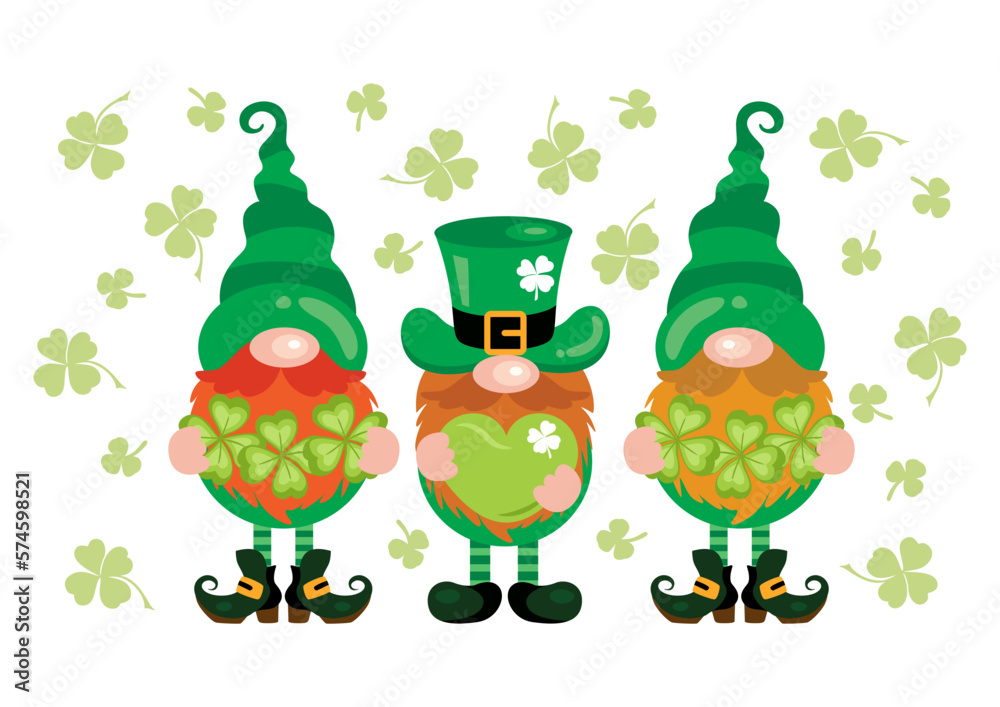 Three funny St Patrick s Day gnomes Three funny St Patrick s Day gnomes