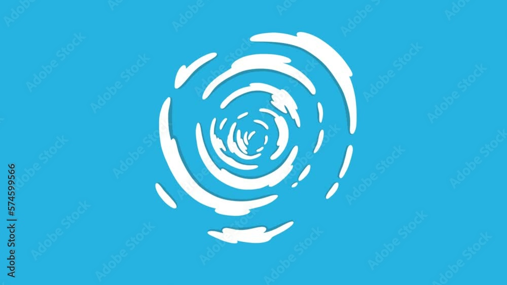 Moving clear water spins vortex liquid tornado whirlpool top view hand drawn loop seamless animation motion graphic drawing