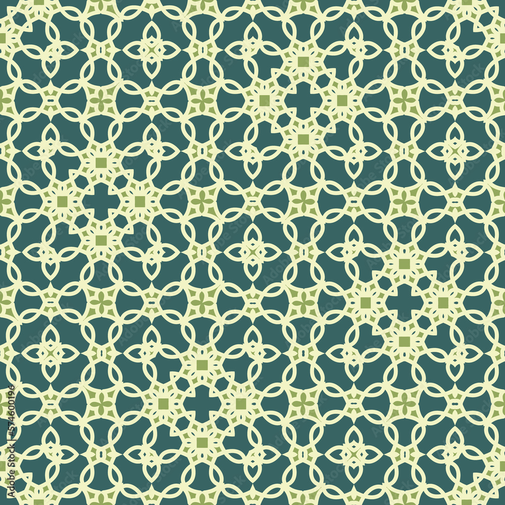 Flat illustration vector-style image of geometric floral and leaves pattern