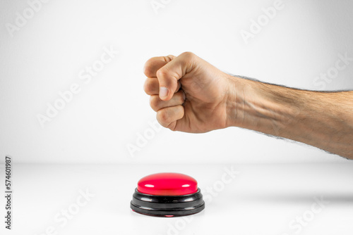 Fist is About to Hit Big Red Button photo