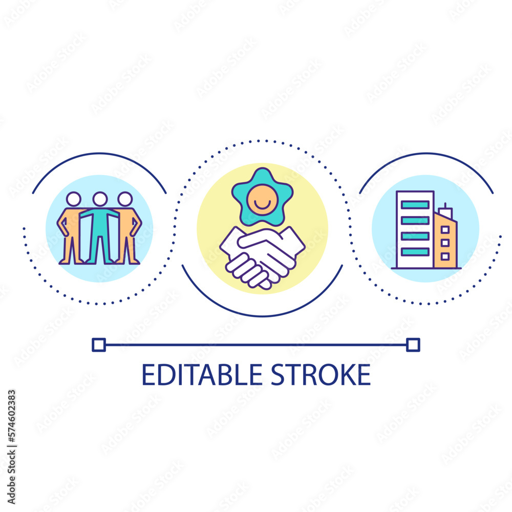 Supportive environment in workplace loop concept icon. Corporate ...