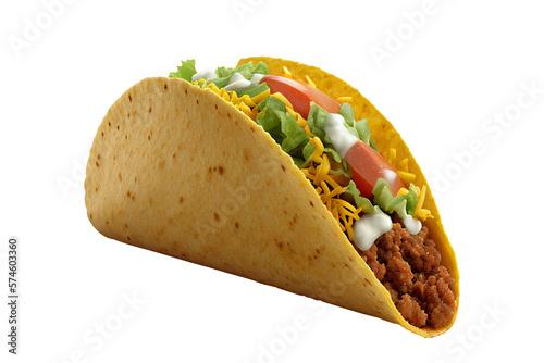 taco mexican tortilla wrap with chicken isolated on white background, image ai generate