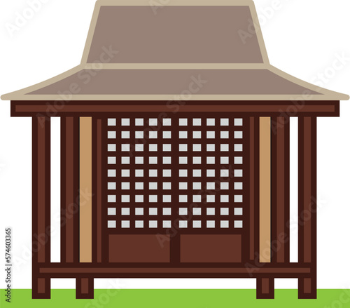 Japanese tea house building vector icon.