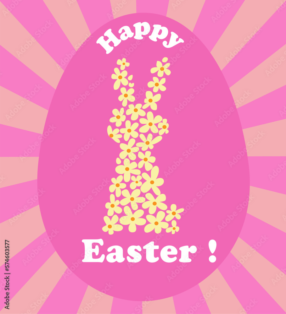 Abstract floral bunnie, Easter concept. Easter bunny character in trendy retro 60s 70s cartoon style. Abstract floral bunnie, Easter concept. Easter bunny character in trendy retro 60s 70s cartoon style.