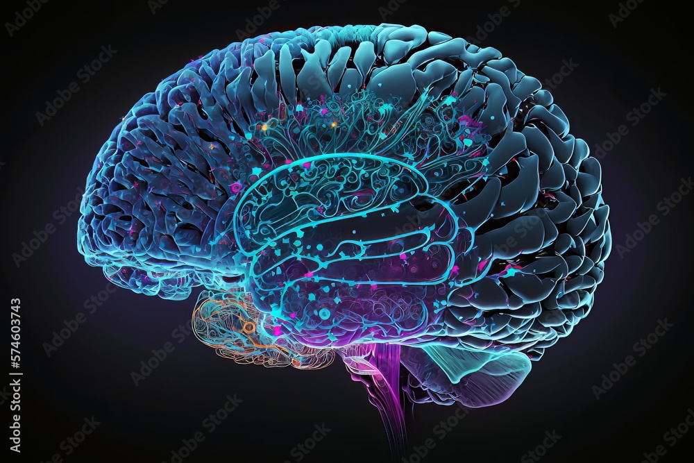 Digital neural human brain. Virtual Brain. Generative AI Digital neural human brain. Virtual Brain. Generative AI