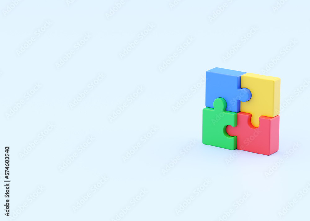 Puzzle 3d render icon - teamwork connect idea, partnership illustration and flying jigsaw pieces Puzzle 3d render icon - teamwork connect idea, partnership illustration and flying jigsaw pieces
