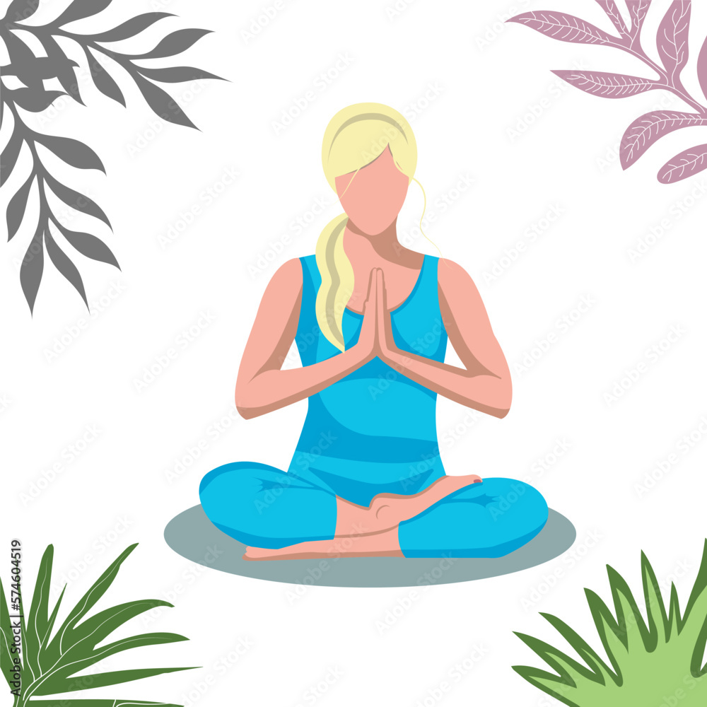 Obraz premium Blond girl in lotus pose