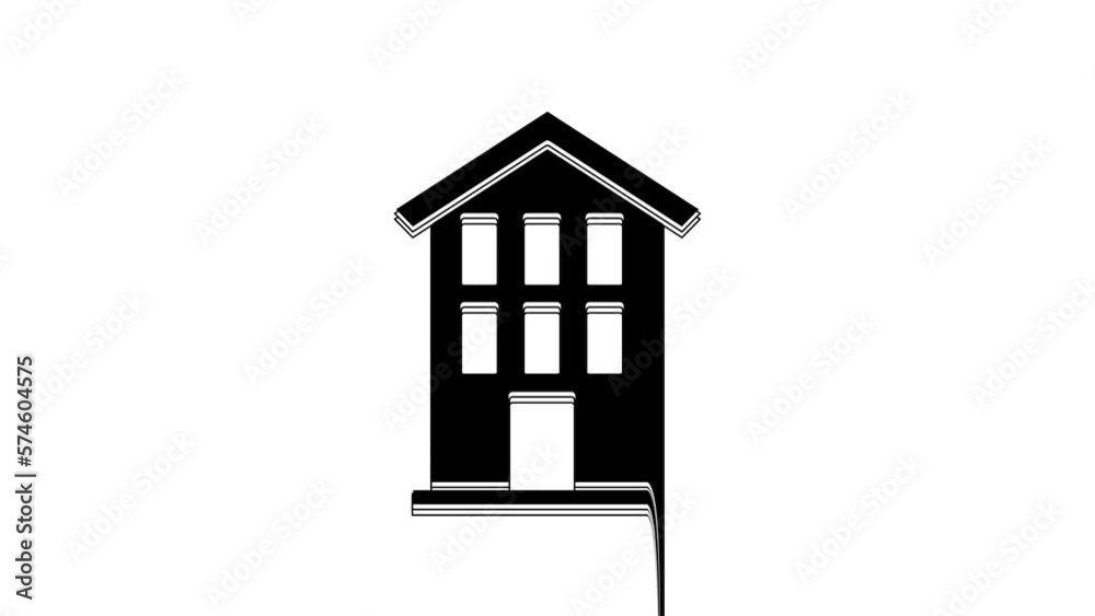 Black House icon isolated on white background. Home symbol. 4K Video motion graphic animation Black House icon isolated on white background. Home symbol. 4K Video motion graphic animation