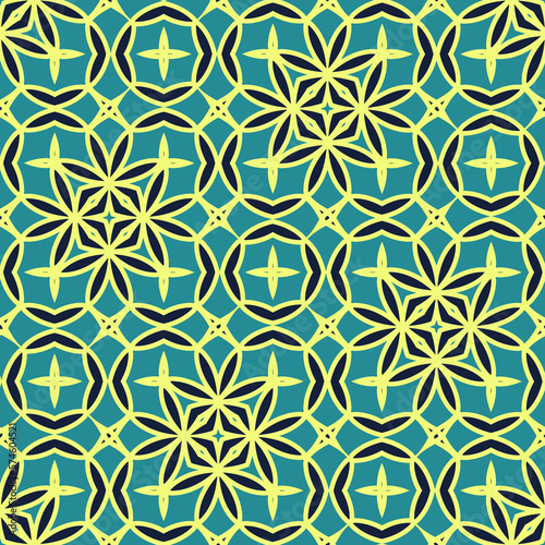 Flat illustration vector-style image of geometric floral and leaves pattern.