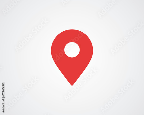 Target pin point icon. Red map location pointer. Gps marker. Vector stock illustration.