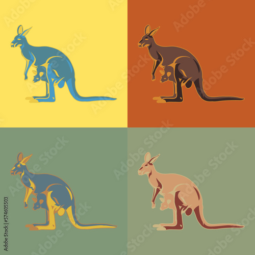 kangaroo australian multicolor design marilin style