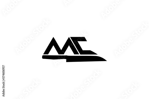 Initials Monogram Letter MC CM with Chef Knife for Restaurant Kitchen or Butcher logo design