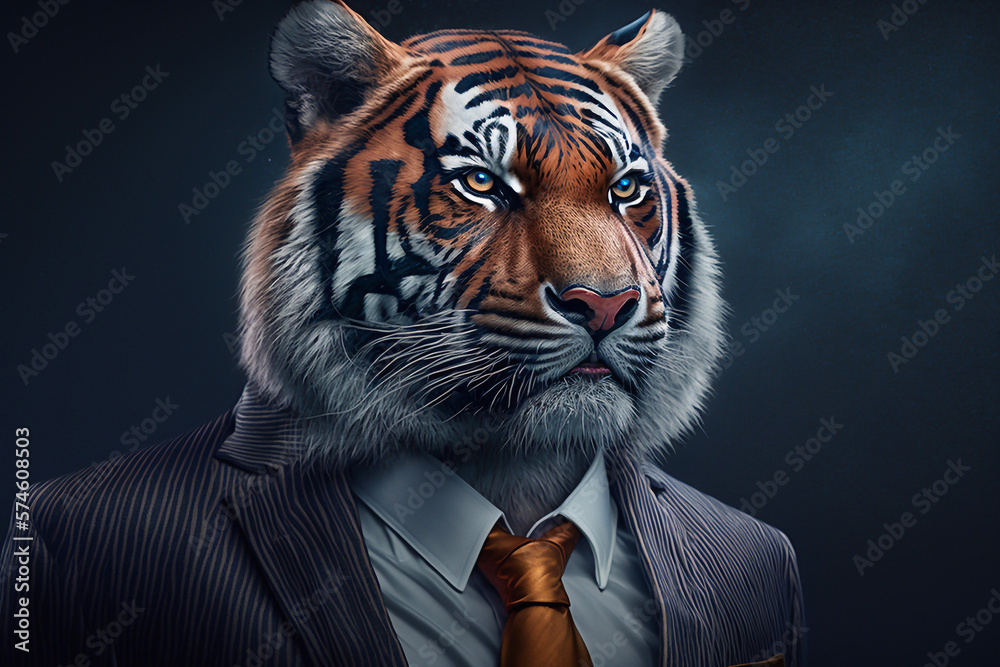 Tiger wearing a suit. Generative AI