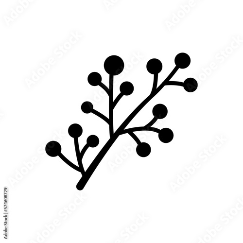 Hand drawn sketch berry branch isolated on white background. Simple doodle style.