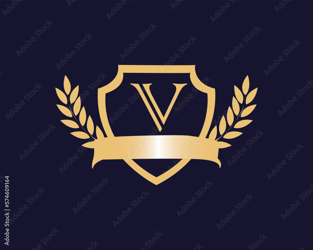 Golden Black Shield Logo of V Golden Black Shield Logo of V