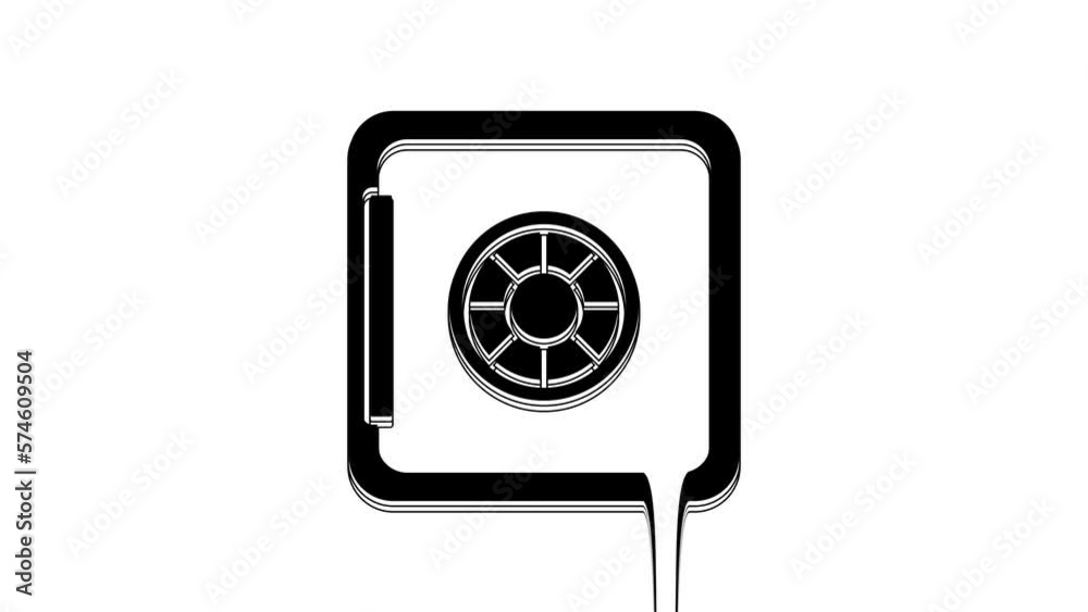 Black Safe icon isolated on white background. The door safe a bank vault with a combination lock. Reliable Data Protection. 4K Video motion graphic animation Black Safe icon isolated on white background. The door safe a bank vault with a combination lock. Reliable Data Protection. 4K Video motion graphic animation