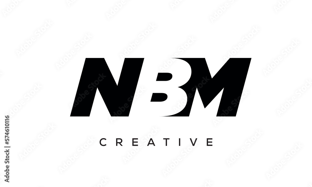 NBM letters negative space logo design. creative typography monogram vector	
