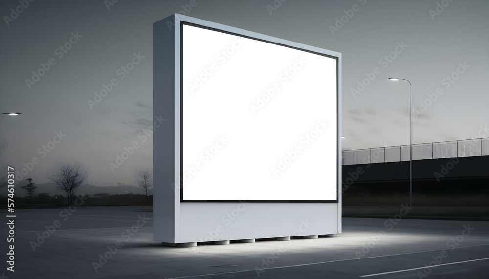 Urban space billboard mockup outdoor, Mockup of blank advertising light box, Outdoor billboard white screen mockup, ad space in screen for your advertisement or promotional marketing
