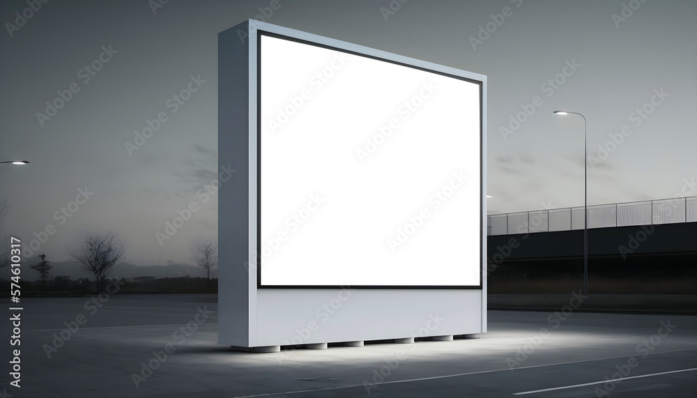 Fototapeta premium Urban space billboard mockup outdoor, Mockup of blank advertising light box, Outdoor billboard white screen mockup, ad space in screen for your advertisement or promotional marketing