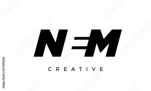 NEM letters negative space logo design. creative typography monogram vector	
